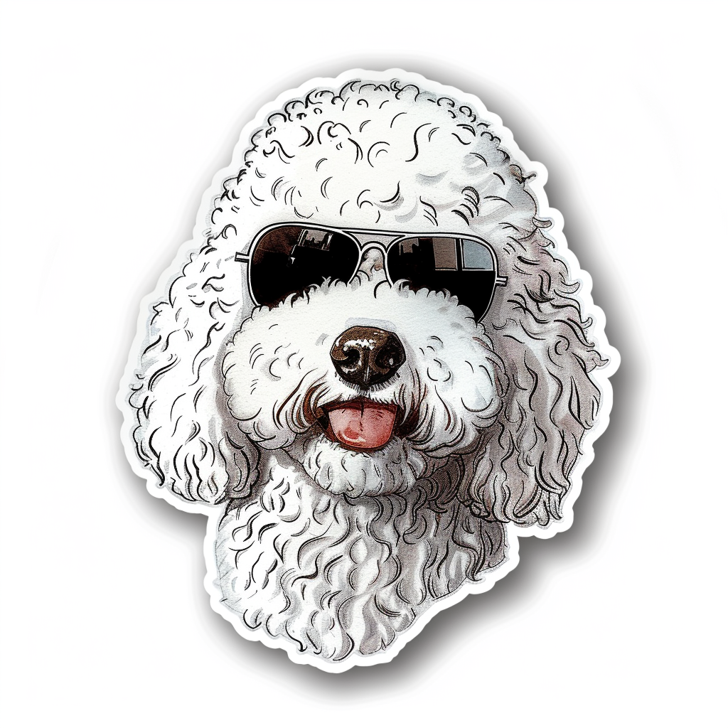 Poodle Dog wearing sunglasses Vinyl Decal Sticker for Car, Laptop, Tumbler and more # F012457