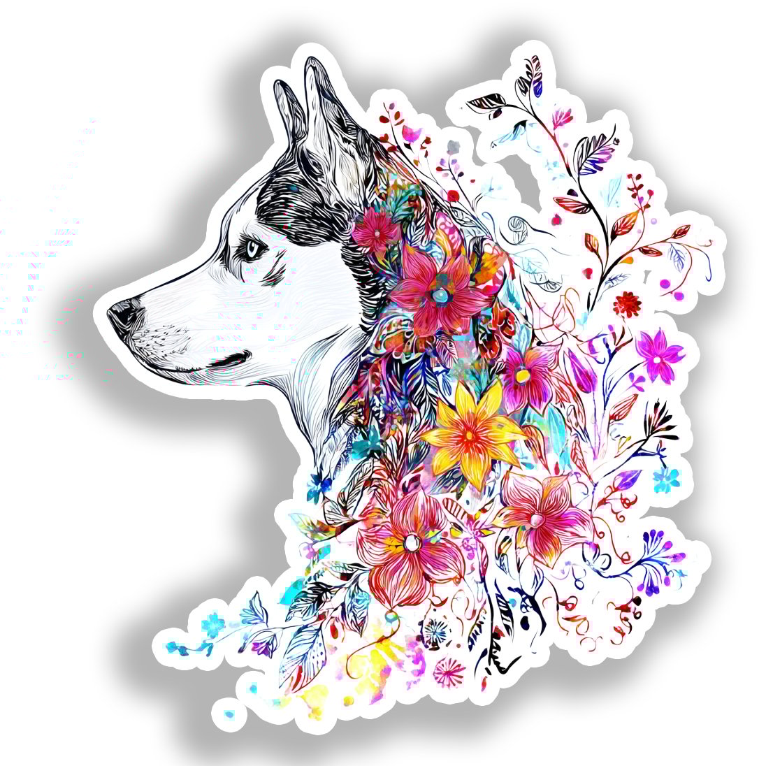 Siberian Husky Dog Vinyl Decal Sticker for Car, Laptop, Tumbler and more # A019132-4" x 4"