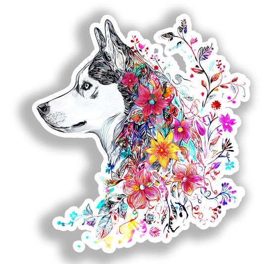 Siberian Husky Dog Vinyl Decal Sticker for Car, Laptop, Tumbler and more # A019132-4" x 4"