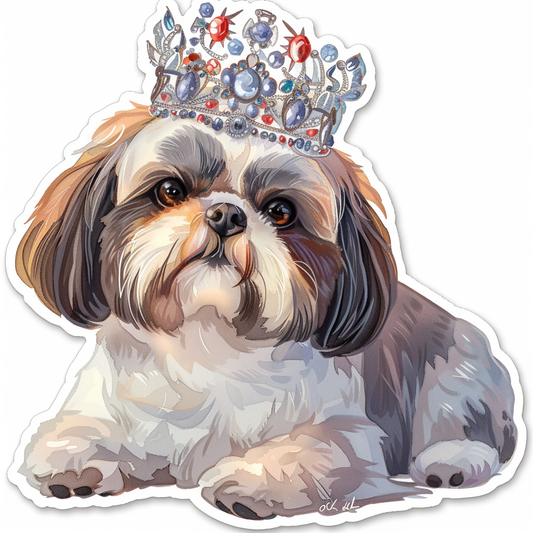 Adorable Shih Tzu Dog Expressive surreal Vinyl Decal Sticker for Car, Laptop, Tumbler and more # F018394
