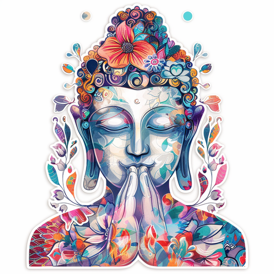 Buddha floral majestic Expressive surreal Vinyl Decal Sticker for Car, Laptop, Tumbler and more # F016965