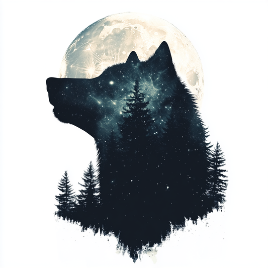 Wolf Moon and Stars Vinyl Decal Sticker for Car, Laptop, Tumbler and more # F025697