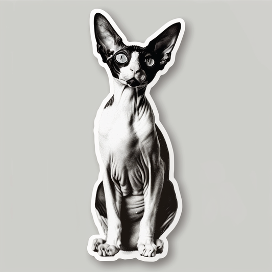 Adorable Cornish Rex Cat Expressive surreal Vinyl Decal Sticker for Car, Laptop, Tumbler and more # F021410-4" x 4"