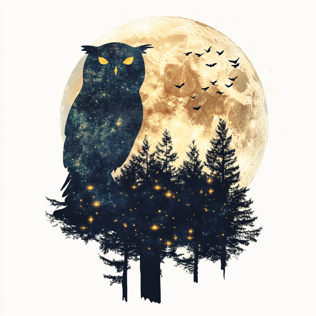 Owl Moon and Stars Vinyl Decal Sticker for Car, Laptop, Tumbler and more # F025708