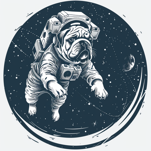 Bulldog Dog astronaut majestic Expressive surreal Vinyl Decal Sticker for Car, Laptop, Tumbler and more # F017317