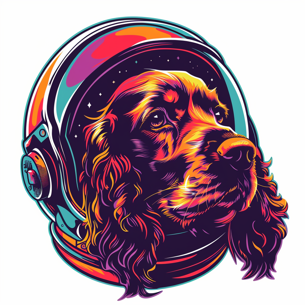 Sticker of a Cocker Spaniel Dog astronaut majestic Expressive surreal Vinyl Decal Sticker for Car, Laptop, Tumbler and more # F020180