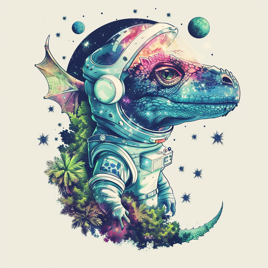 Sticker of a Dragon astronaut majestic Expressive surreal Vinyl Decal Sticker for Car, Laptop, Tumbler and more # F019167