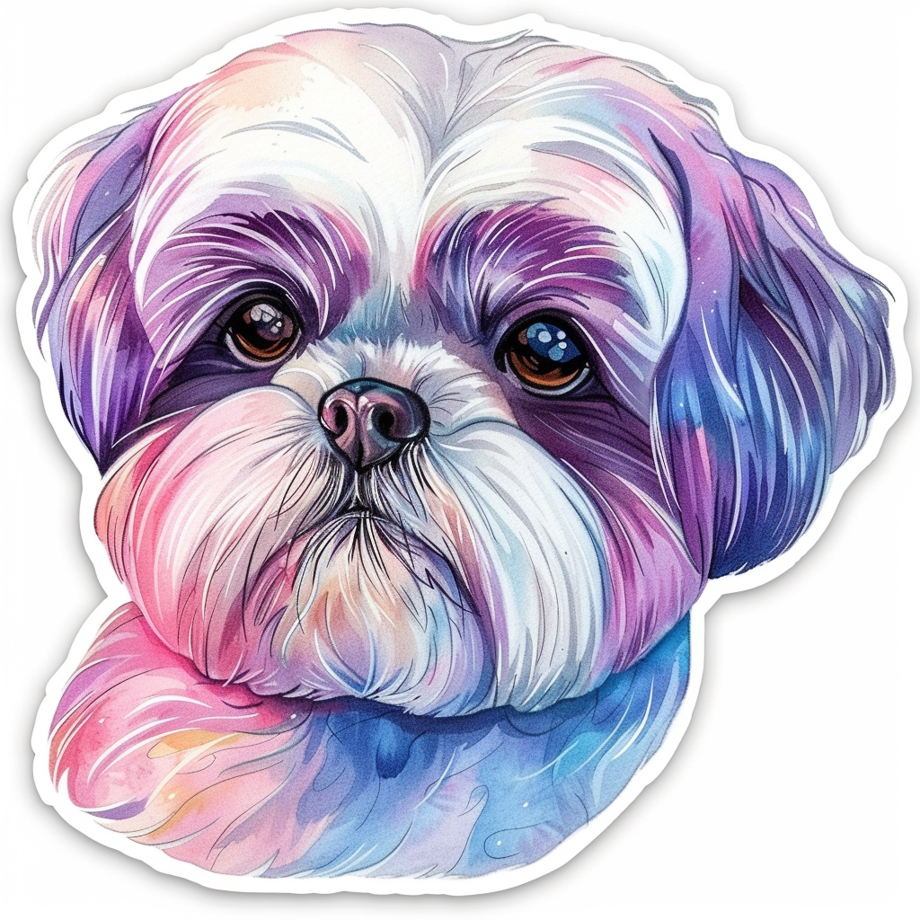Adorable Shih Tzu Dog Expressive surreal Vinyl Decal Sticker for Car, Laptop, Tumbler and more # F018505