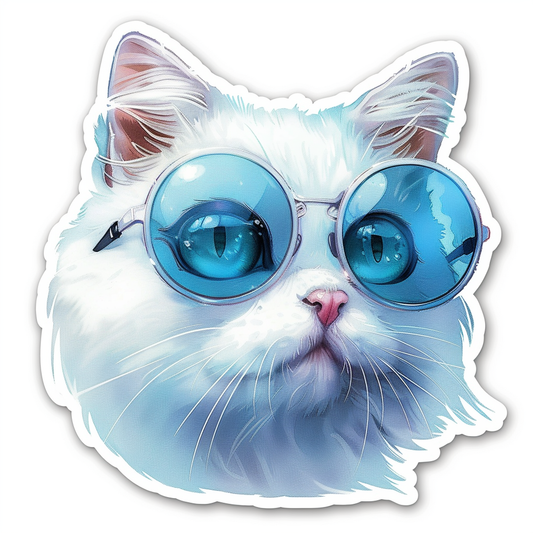 Adorable Turkish Angora Cat  Vinyl Decal Sticker for Car, Laptop, Tumbler and more # F020776-4" x 4"