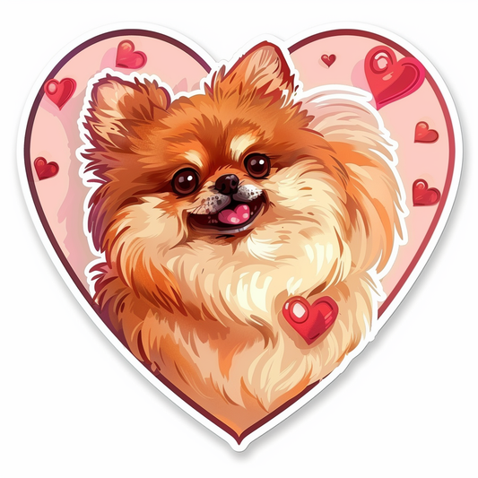 Sticker of a Pomeranian Dog majestic Expressive surreal Heartcore Vinyl Decal Sticker for Car, Laptop, Tumbler and more # F014047