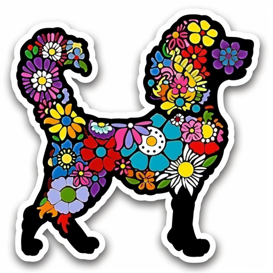 Poodle Dog floral Vinyl Decal Sticker for Car, Laptop, Tumbler and more # F012589