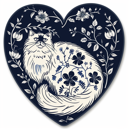 Sticker of a Persian Cat Expressive surreal Vinyl Decal Sticker for Car, Laptop, Tumbler and more # F016428