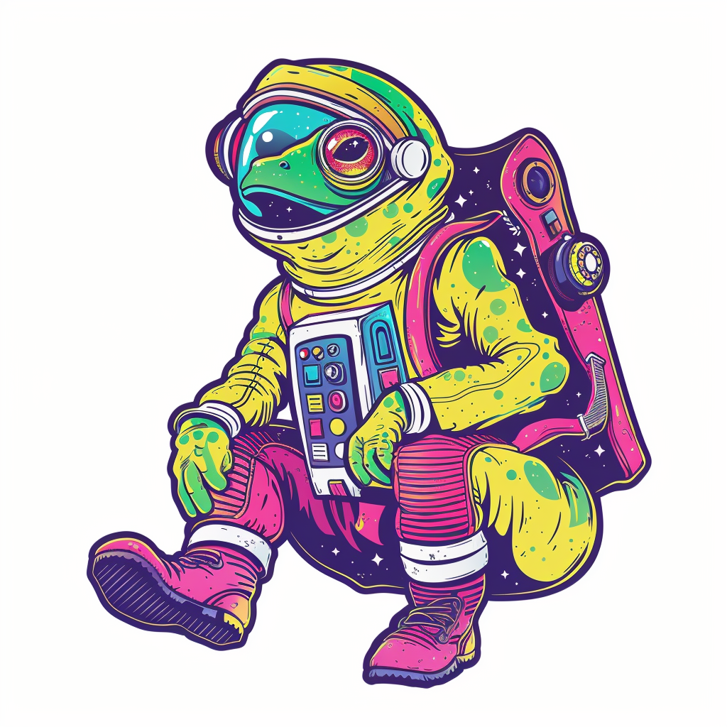 Sticker of a Frog astronaut majestic Expressive surreal Vinyl Decal Sticker for Car, Laptop, Tumbler and more # F016801