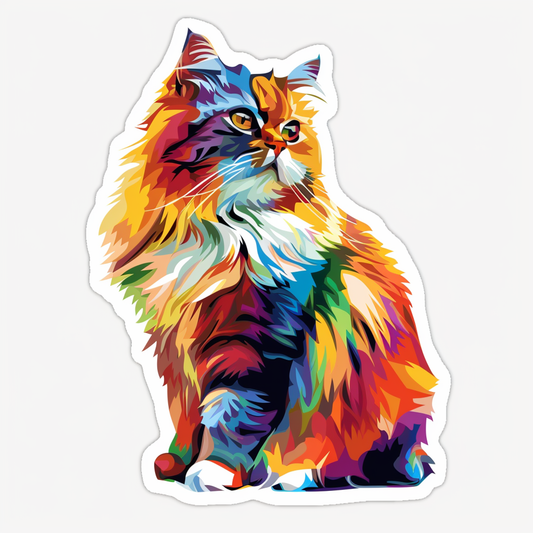 Persian Cat majestic Expressive surreal Vinyl Decal Sticker for Car, Laptop, Tumbler and more # F016264