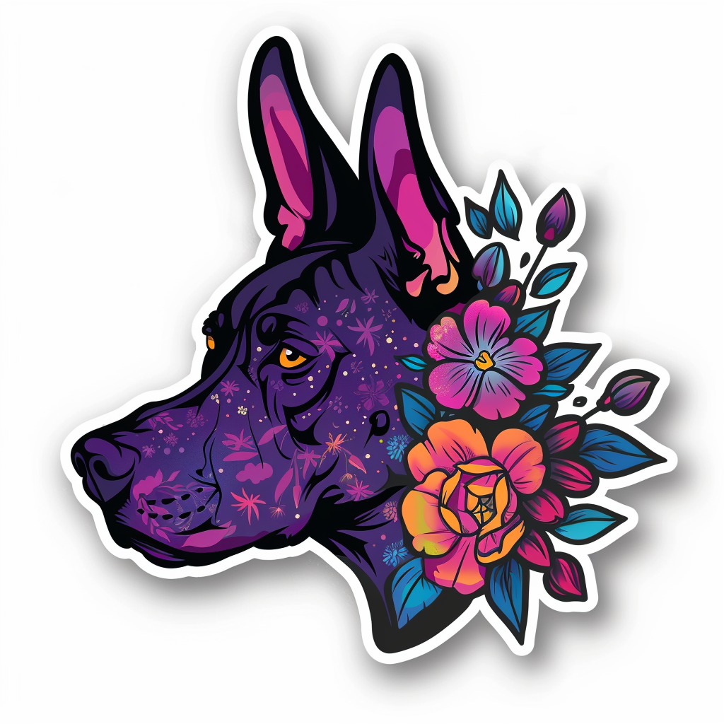 Adorable Great Dane Dog Expressive surreal Vinyl Decal Sticker for Car, Laptop, Tumbler and more # F017867