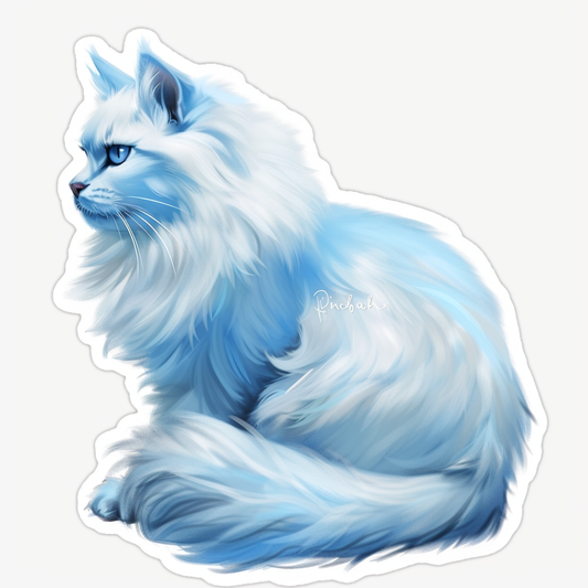 Adorable Turkish Angora Cat  Vinyl Decal Sticker for Car, Laptop, Tumbler and more # F020910-4" x 4"