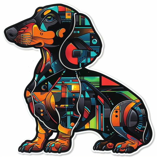 Dachshund Dog cyber punk Vinyl Decal Sticker for Car, Laptop, Tumbler and more # F012856