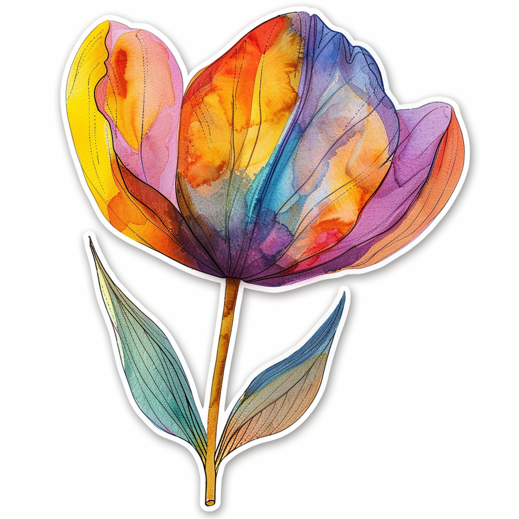 Sticker of a Tulip flower Vinyl Decal Sticker for Car, Laptop, Tumbler and more # F023392