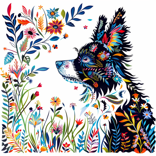 Border Collie Dog majestic Expressive surreal Vinyl Decal Sticker for Car, Laptop, Tumbler and more # F021735-4" x 4"