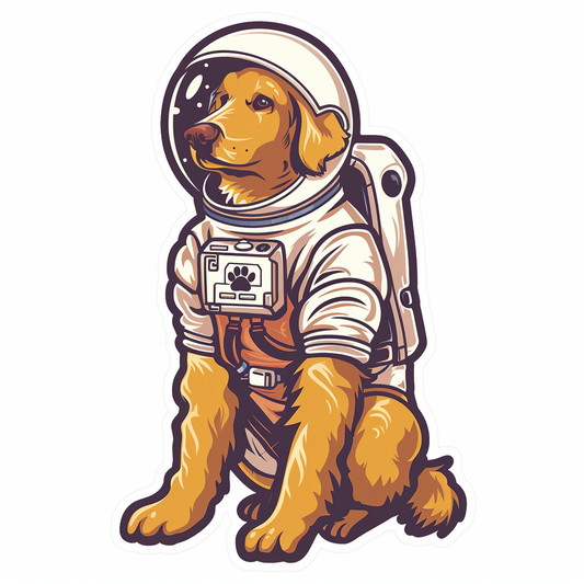 Golden Retriever Dog astronaut Vinyl Decal Sticker for Car, Laptop, Tumbler and more # F010520