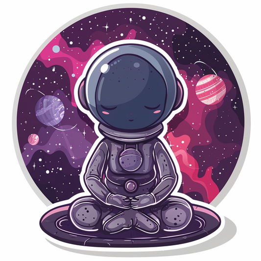 Sticker of a Cute and adorable Astronaut full body space suit Expressive surreal Vinyl Decal Sticker for Car, Laptop, Tumbler and more # F017187