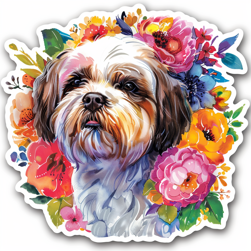 Adorable Shih Tzu Dog Expressive surreal Vinyl Decal Sticker for Car, Laptop, Tumbler and more # F018372