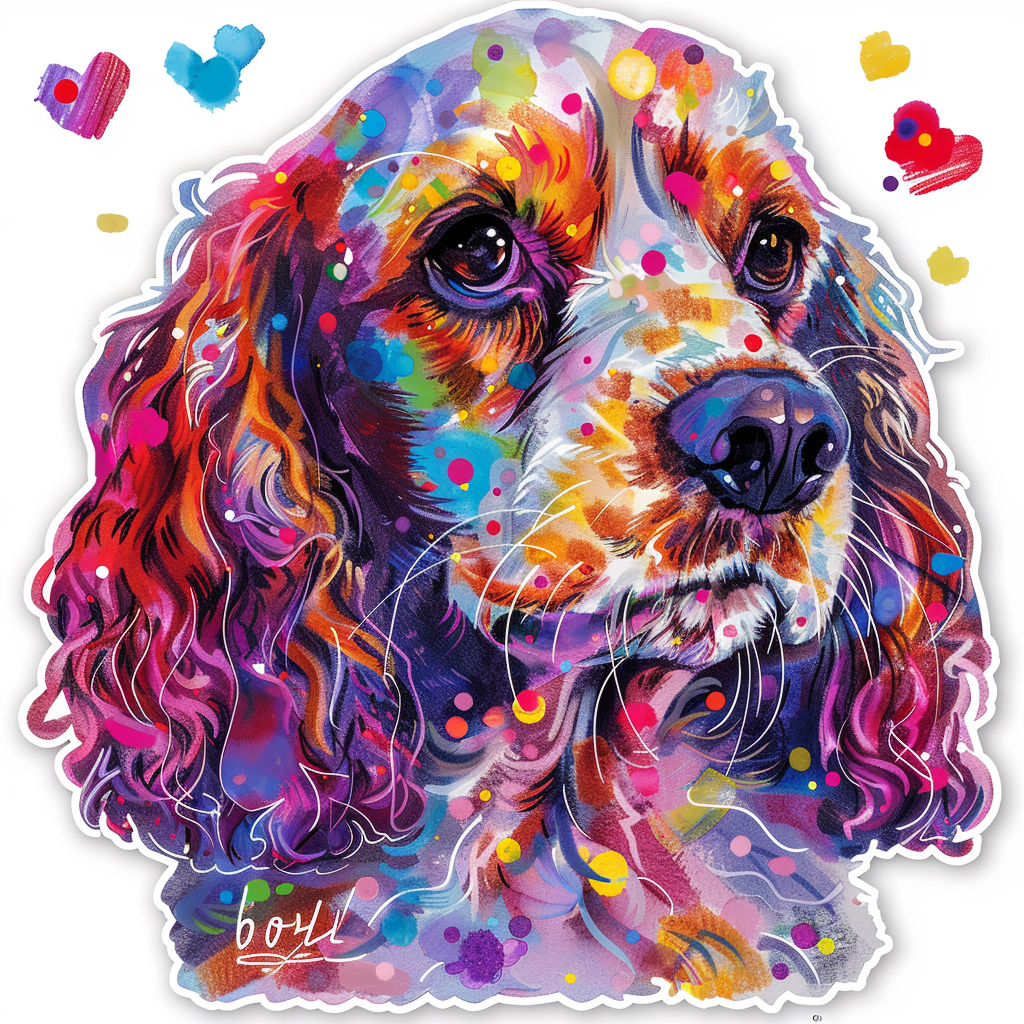 Cocker Spaniel Dog majestic Expressive surreal Vinyl Decal Sticker for Car, Laptop, Tumbler and more # F019924-4" x 4"