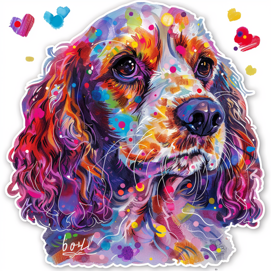 Cocker Spaniel Dog majestic Expressive surreal Vinyl Decal Sticker for Car, Laptop, Tumbler and more # F019924-4" x 4"