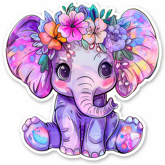 Elephant Expressive surreal Vinyl Decal Sticker for Car, Laptop, Tumbler and more # F022358-4" x 4"