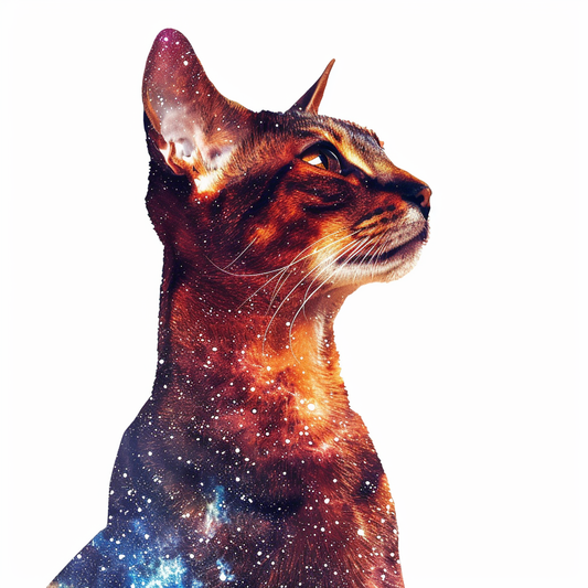 Abyssinian Cat astronaut majestic Expressive surreal Vinyl Decal Sticker for Car, Laptop, Tumbler and more # F021147-4" x 4"
