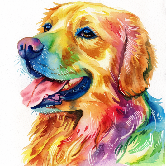 Golden Retriever Expressive surreal Vinyl Decal Sticker for Car, Laptop, Tumbler and more # F020372-4" x 4"