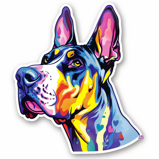 Adorable Great Dane Dog Expressive surreal Vinyl Decal Sticker for Car, Laptop, Tumbler and more # F018029
