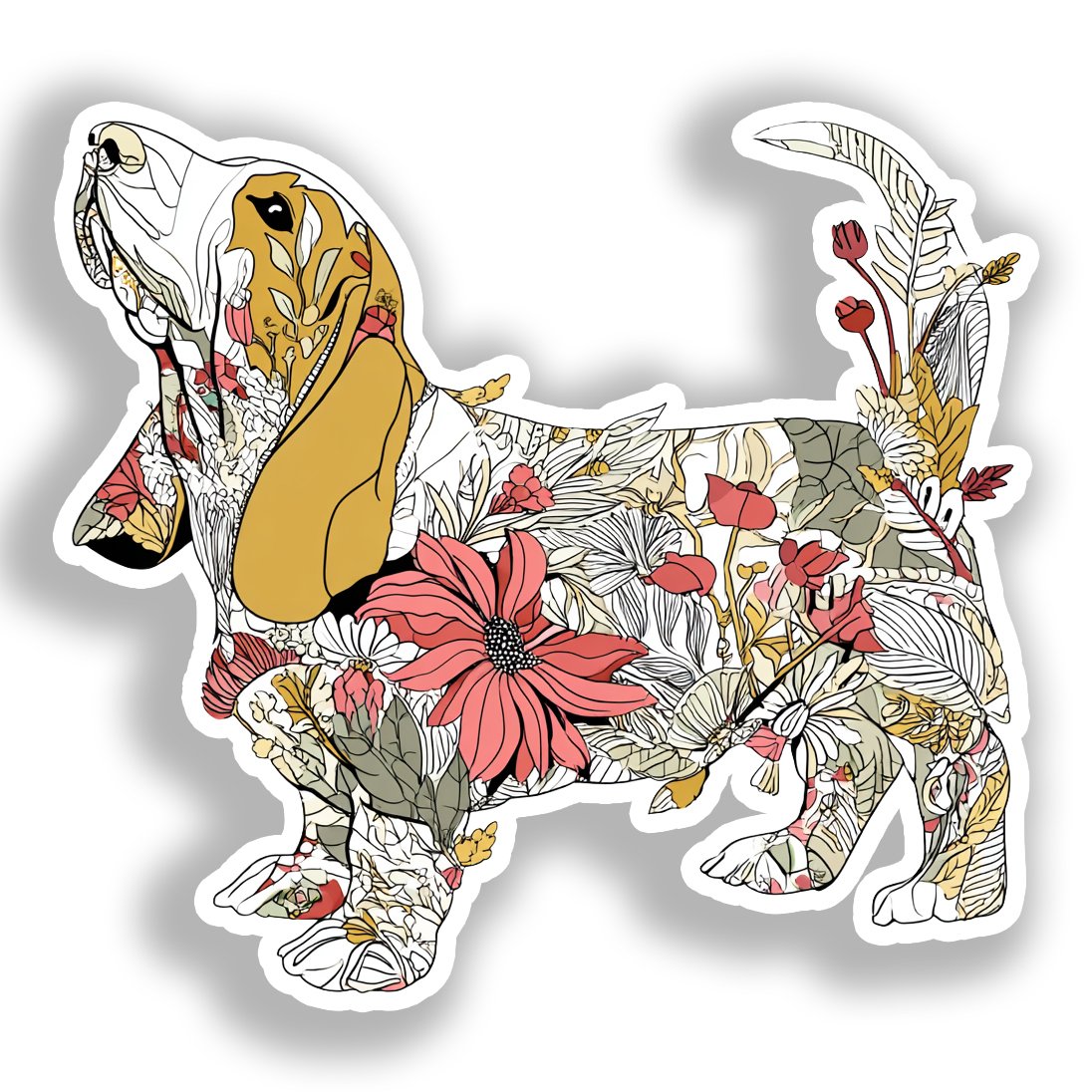 Basset Hound Dog Vinyl Decal Sticker for Car, Laptop, Tumbler and more # A018667-4" x 4"