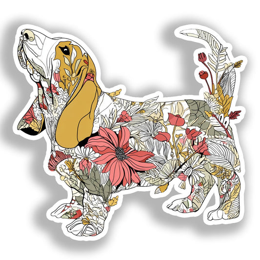 Basset Hound Dog Vinyl Decal Sticker for Car, Laptop, Tumbler and more # A018667-4" x 4"