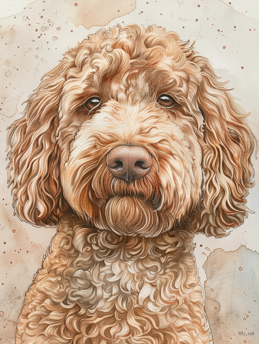 Poster of Goldendoodle dog Expressive surreal Poster # F024279
