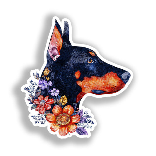 Doberman Pnscher Dog Vinyl Decal Sticker for Car, Laptop, Tumbler and more # A019693-4" x 4"