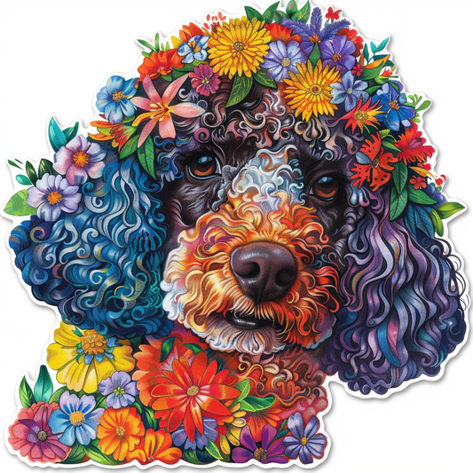 Poodle Dog floral Vinyl Decal Sticker for Car, Laptop, Tumbler and more # F012500