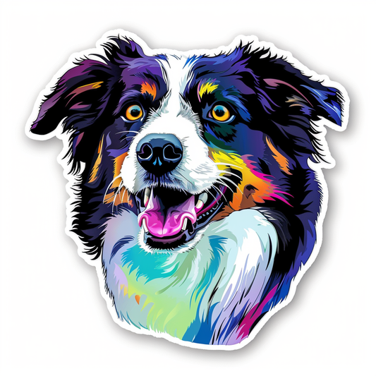 Border Collie Dog majestic Expressive surreal Vinyl Decal Sticker for Car, Laptop, Tumbler and more # F021802-4" x 4"