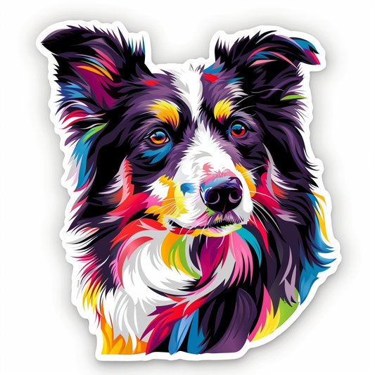 Border Collie Dog majestic Expressive surreal Vinyl Decal Sticker for Car, Laptop, Tumbler and more # F021708-4" x 4"