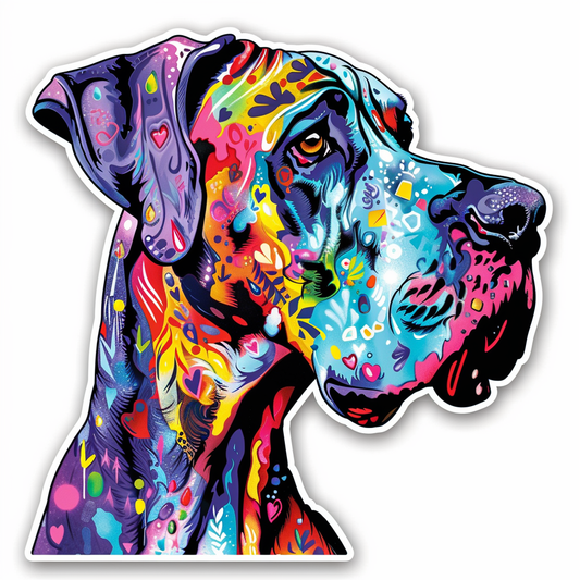 Adorable Great Dane Dog Expressive surreal Vinyl Decal Sticker for Car, Laptop, Tumbler and more # F017996