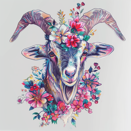 Goat majestic Expressive surreal Vinyl Decal Sticker for Car, Laptop, Tumbler and more # F020523-4" x 4"