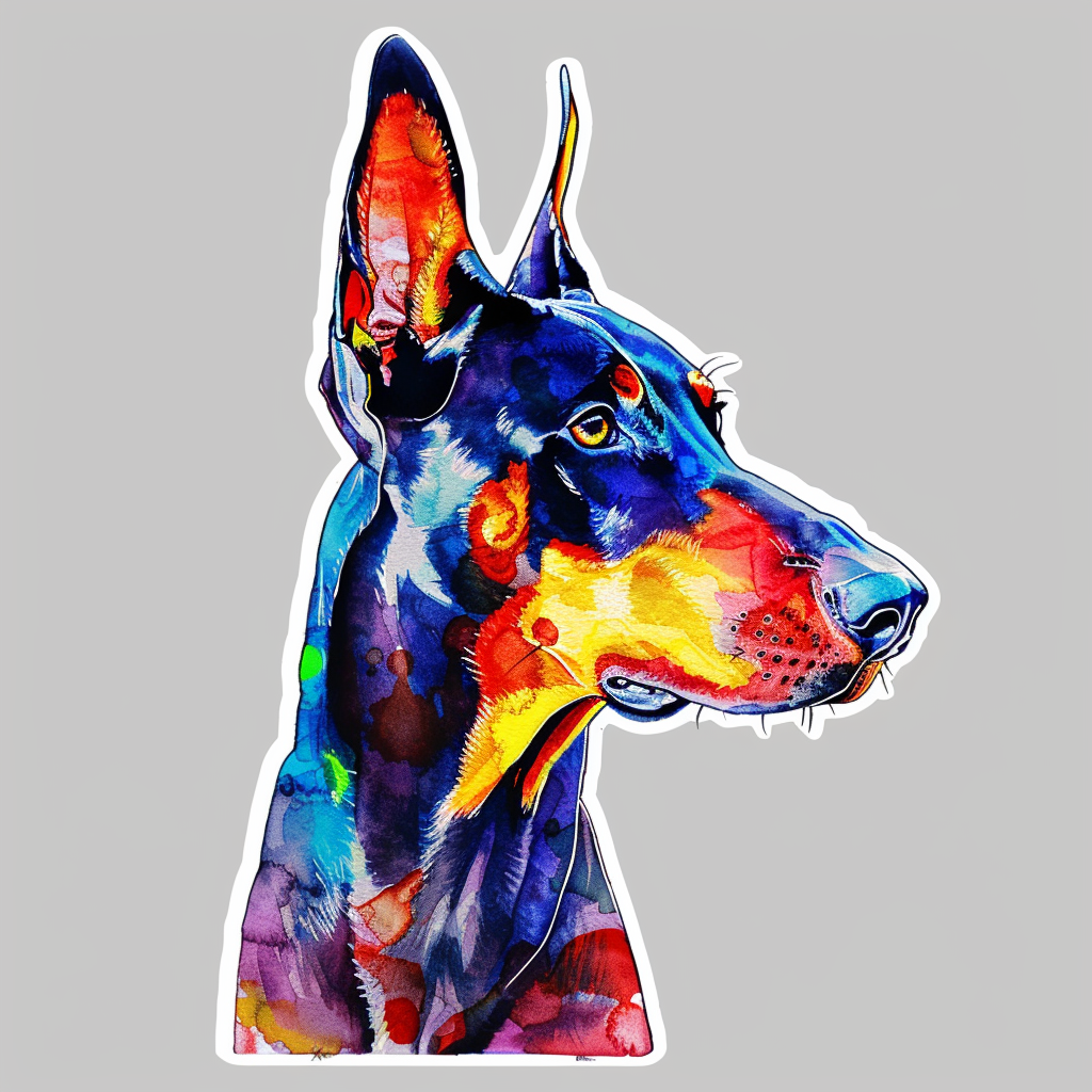 Sticker of a Doberman Pinscher Dog majestic Expressive surreal Vinyl Decal Sticker for Car, Laptop, Tumbler and more # F019238