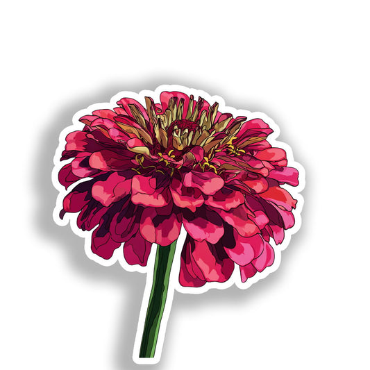 Zinnia Flower Vinyl Decal Sticker for Car, Laptop, Tumbler and more # A019079-4" x 4"