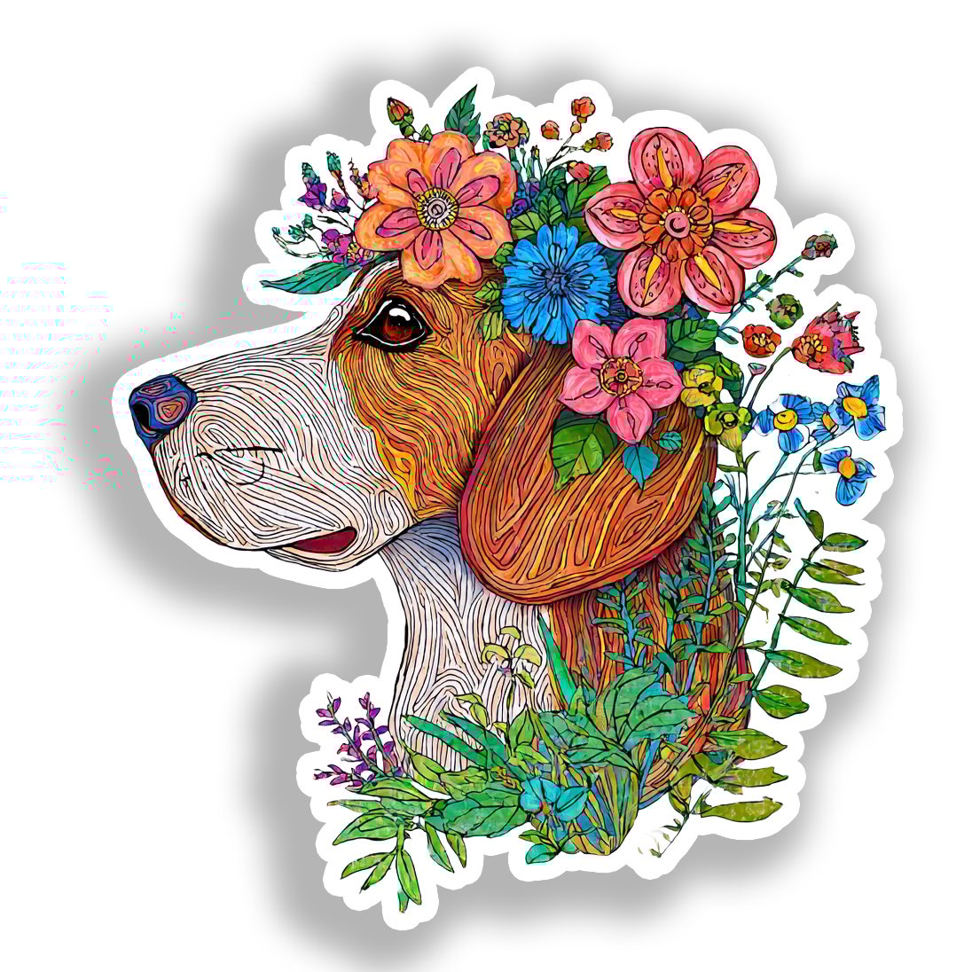 Beagle Dog Vinyl Decal Sticker for Car, Laptop, Tumbler and more # A018618-4" x 4"