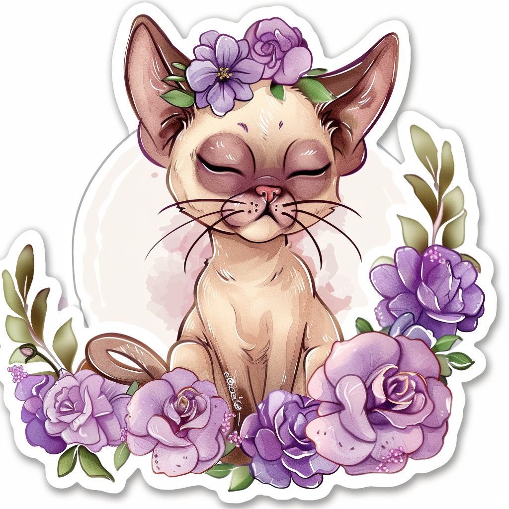 Adorable Cornish Rex Cat Expressive surreal Vinyl Decal Sticker for Car, Laptop, Tumbler and more # F021576-4" x 4"