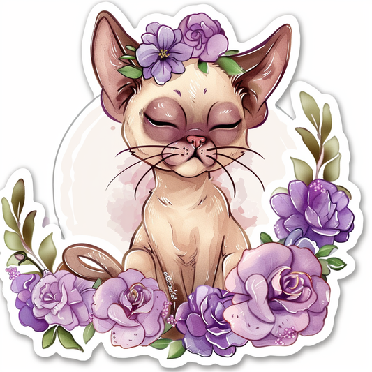 Adorable Cornish Rex Cat Expressive surreal Vinyl Decal Sticker for Car, Laptop, Tumbler and more # F021576-4" x 4"