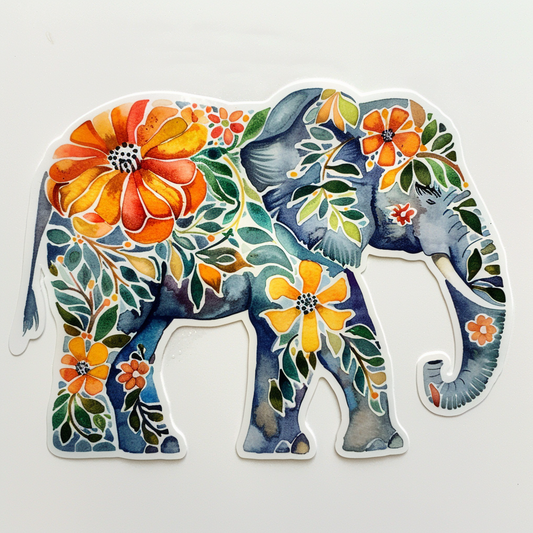 Elephant Expressive surreal Vinyl Decal Sticker for Car, Laptop, Tumbler and more # F022261-4" x 4"