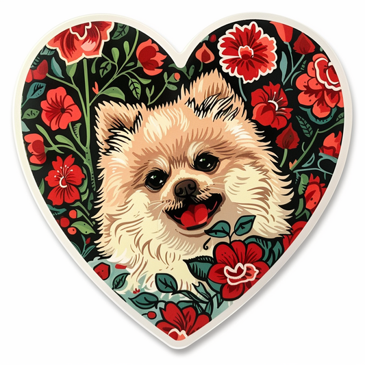 Sticker of a Pomeranian Dog majestic Expressive surreal Heartcore Vinyl Decal Sticker for Car, Laptop, Tumbler and more # F014021