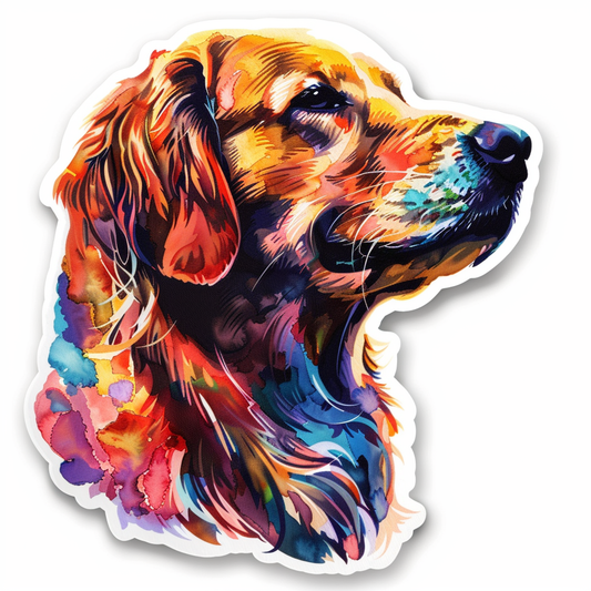 Clip art of golden retriever water color Expressive surreal Vinyl Decal Sticker for Car, Laptop, Tumbler and more # F020383-4" x 4"