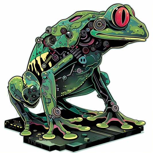 Sticker of a Frog cute and adorable Expressive surreal Vinyl Decal Sticker for Car, Laptop, Tumbler and more # F016697